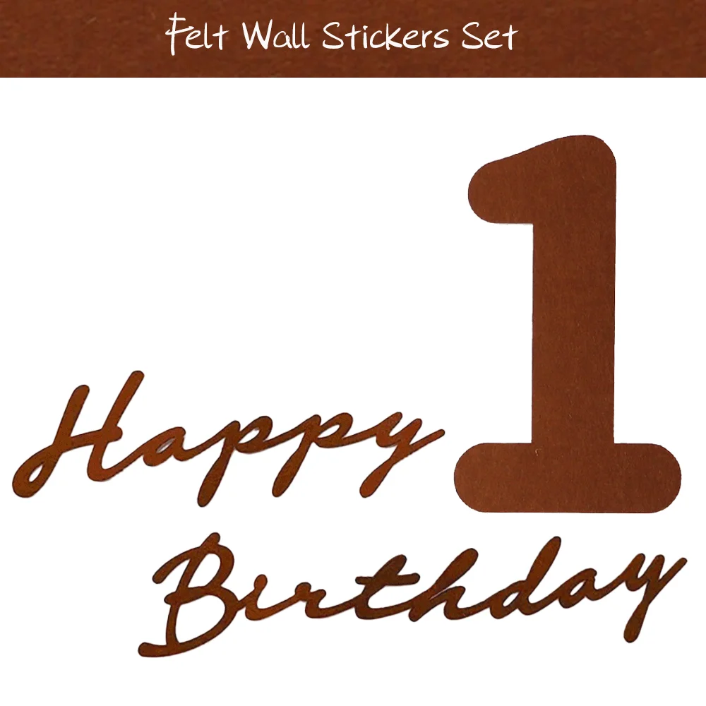 Ins Style Kaffeefarbe 0-9 Zahlen Filz Wandaufkleber Alles Gute zum Geburtstag Hut Flagbanner Ballon Babyparty Kindergeburtstag Party Dekor – Detail 10