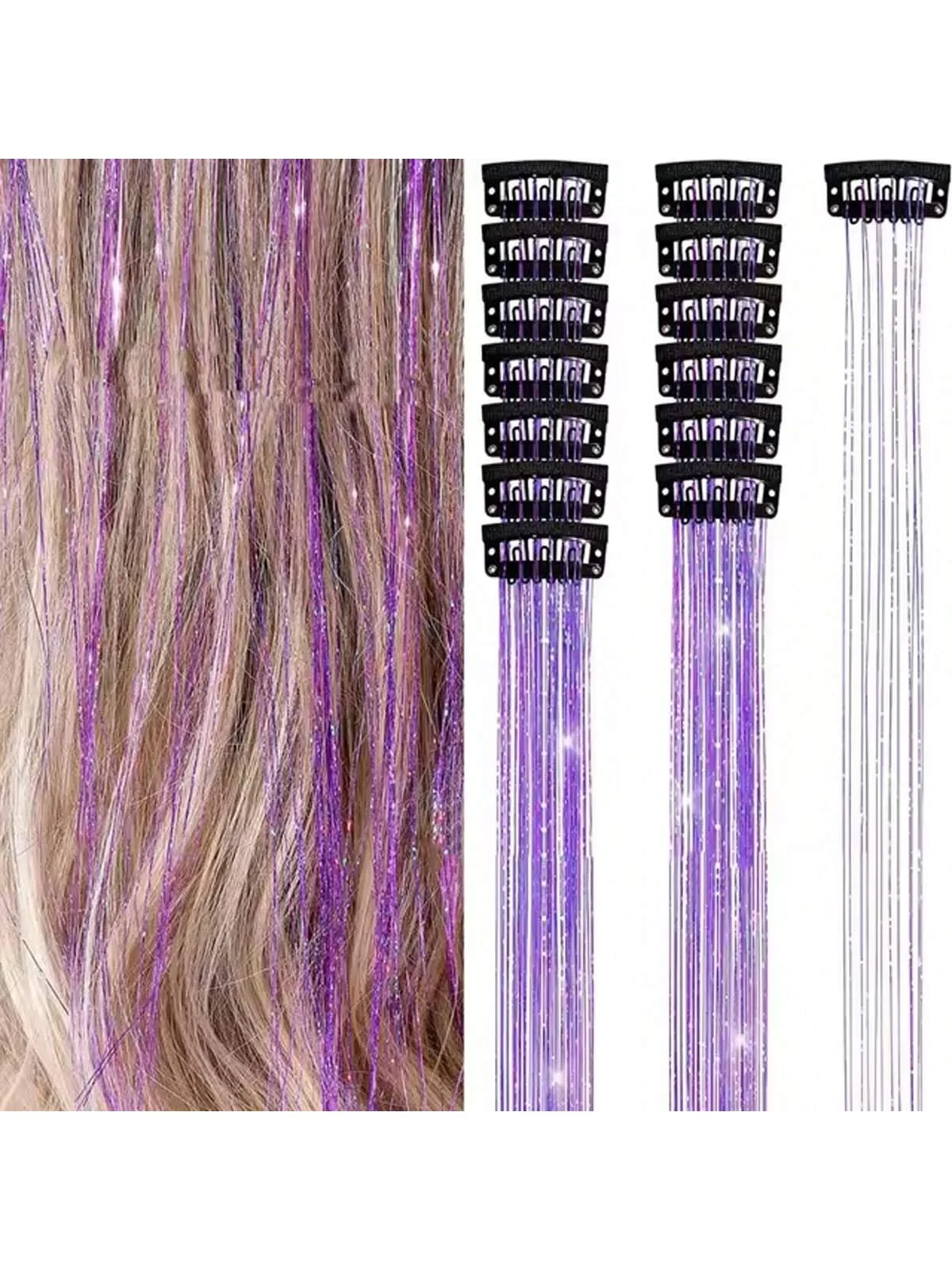 6 Stück glänzende Haarspangen, hitzebeständiges glänzendes Feenhaar-Accessoire, mehrfarbiges geflochtenes Haar-Accessoire, einfach zu demontieren – gebraucht – Detail 7