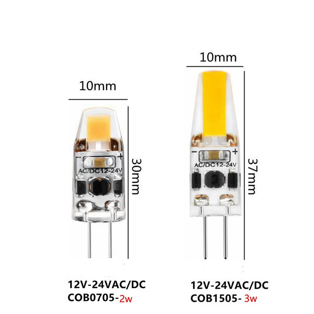 Bombilla LED regulable G4, 10 piezas, 12V, 24V, blanco Natural, 4000k, 3w, 1505, 4w, 1508, para barco, camión, coche, COB, lámpara de araña