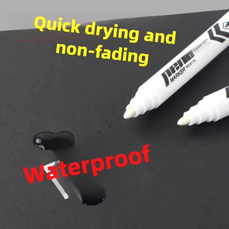 36개입 흰색 마커 - 빠른 건조, 방수, 번짐 없음 - 부드러운 필기감 - 서명용 펜, 그림 그리기, 낙서하기, 지워지지 않음