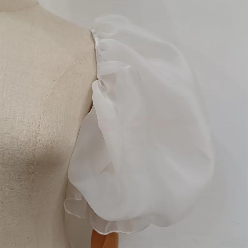 Wedding Accessories Organza Cap Sleeves Puffy Short Sleeves Bride Gloves Woman Removable complementos de boda