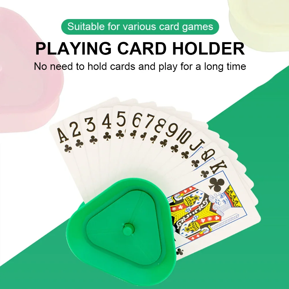 Card Game Holder Hands-Free Playing Card Holder Board Triangle Shaped Poker Rack Plastic playing card holder For Seniors Children Adults 4pcs