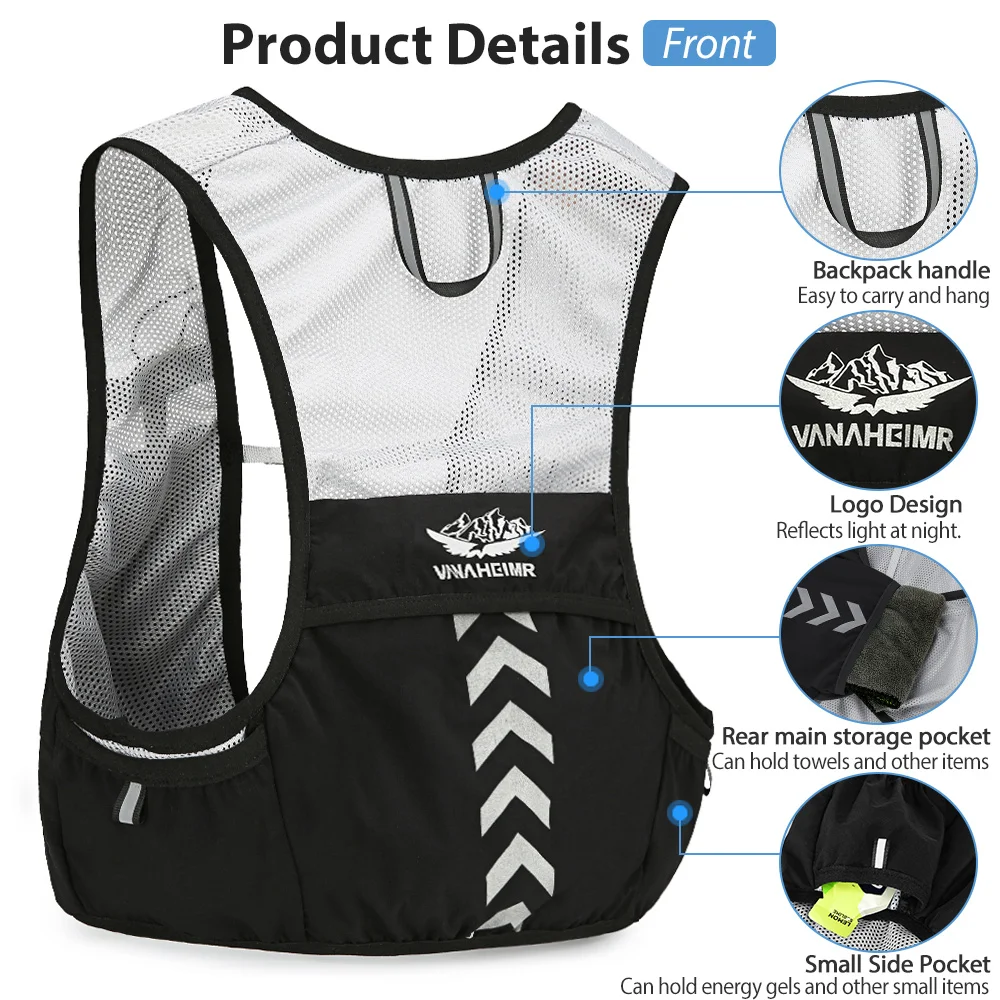 Ultra Light Backpack Running Backpack 5L Running Hydration Backpack Hiking Marathon Running Bag 2L Water Bag 500ML Water Botte 4