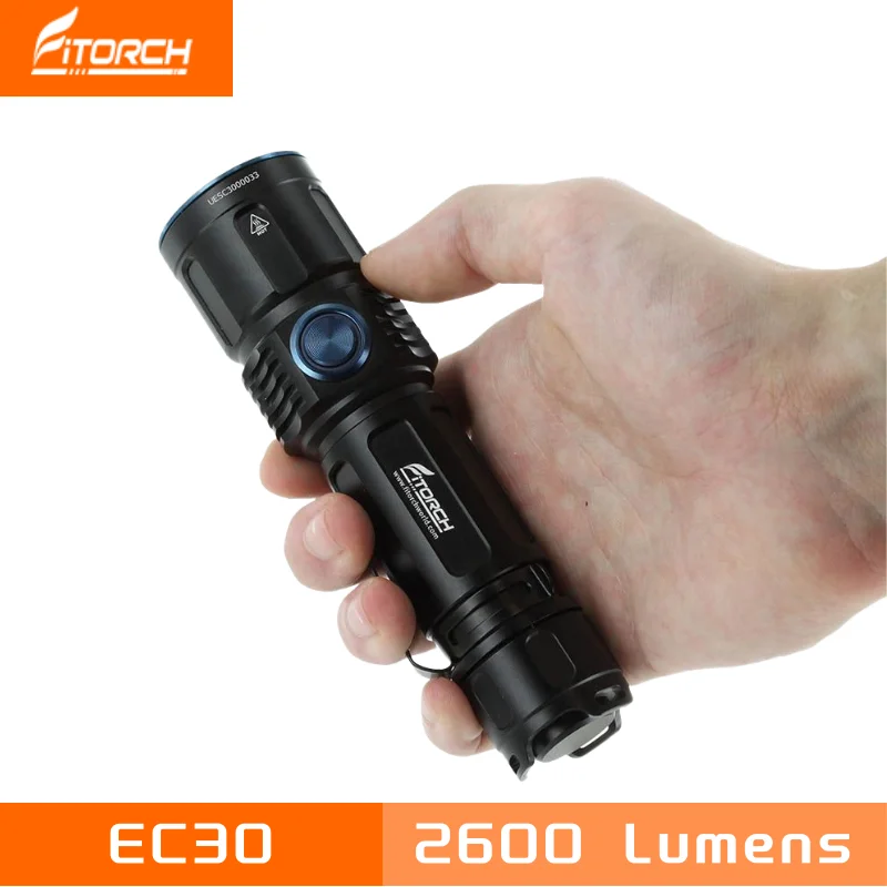 

Fitorch EC30 Multi-functional Flashlight 2600 Lumens Rechargeable Torch with Battery Level Indicator Include Battery