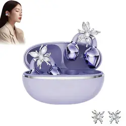 Wireless Clip - on Earbuds with Charging Case & Noise Cancellation - Sports Bluetooth Headphones with Butterfly Ear Clip Accessories (Purple)