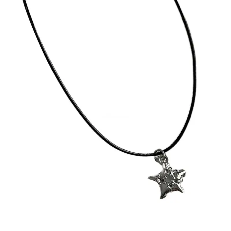 

Y2K Hip Hop Cool Clavicle Star Pendant Necklace for Men Women Wax Rope Dropship