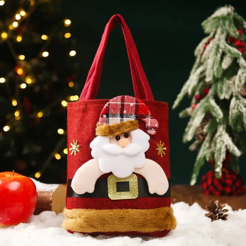 20PCS Christmas Gift Bags Handbags Tote Bags Candy Bags Snowman Bear Gift Bags Storage Bags Christmas Decoration 6