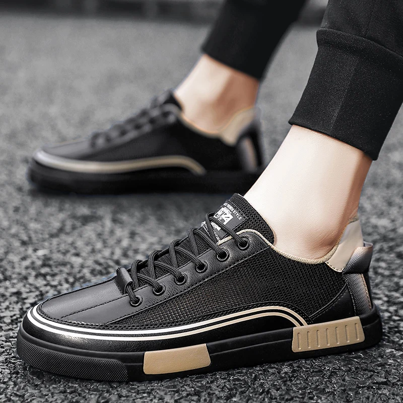 COOLVFATBO Men Casual Shoes 2023 Sports Leisure Fashion Height Increasing Couple Shoes Outdoor Mesh Shoes Men Lace-Up Sneakers