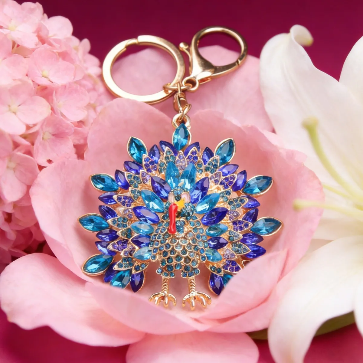 Vintage Avrupa ve Amerikan hindi anahtarlık yaratıcı Şükran Günü taklit değerli taş komik hayvan sırt çantası aksesuarları kolye