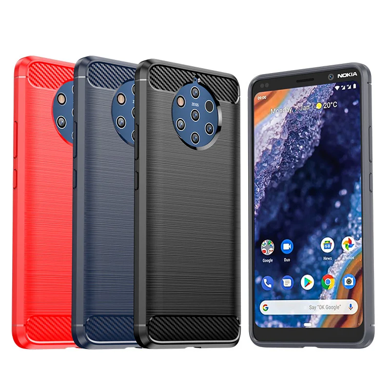 

Чехол для Nokia 9 puобзор, чехол для телефона Nokia 9 puобзор ТПУ мягкий чехол с матовым узором черный синий красный