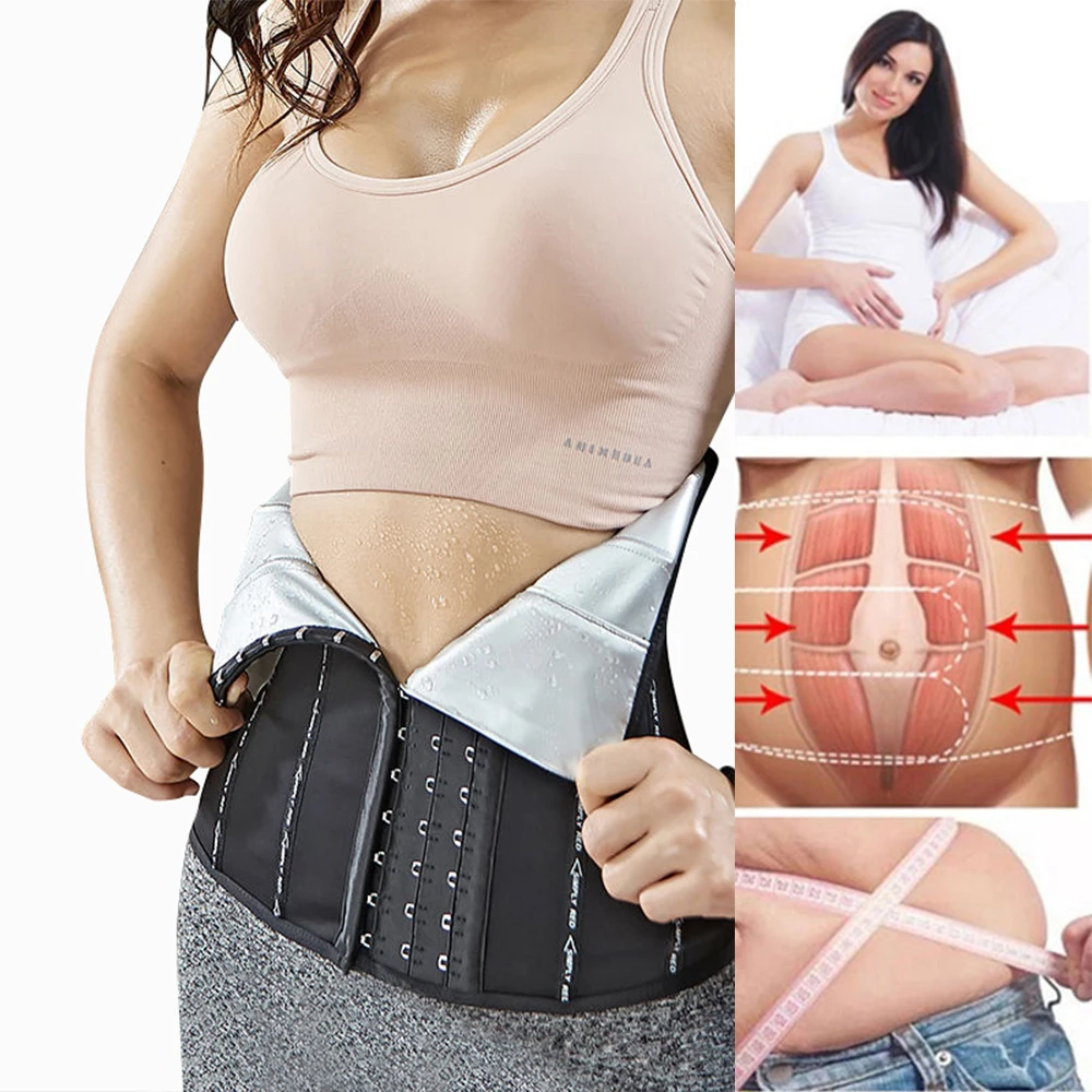 Sauna Sweat Belt Sweat To Lose Weight Woman Postpartum Waist Trainer Slimming Sheath Woman Flat Belly Fat Burning Girdle Corset