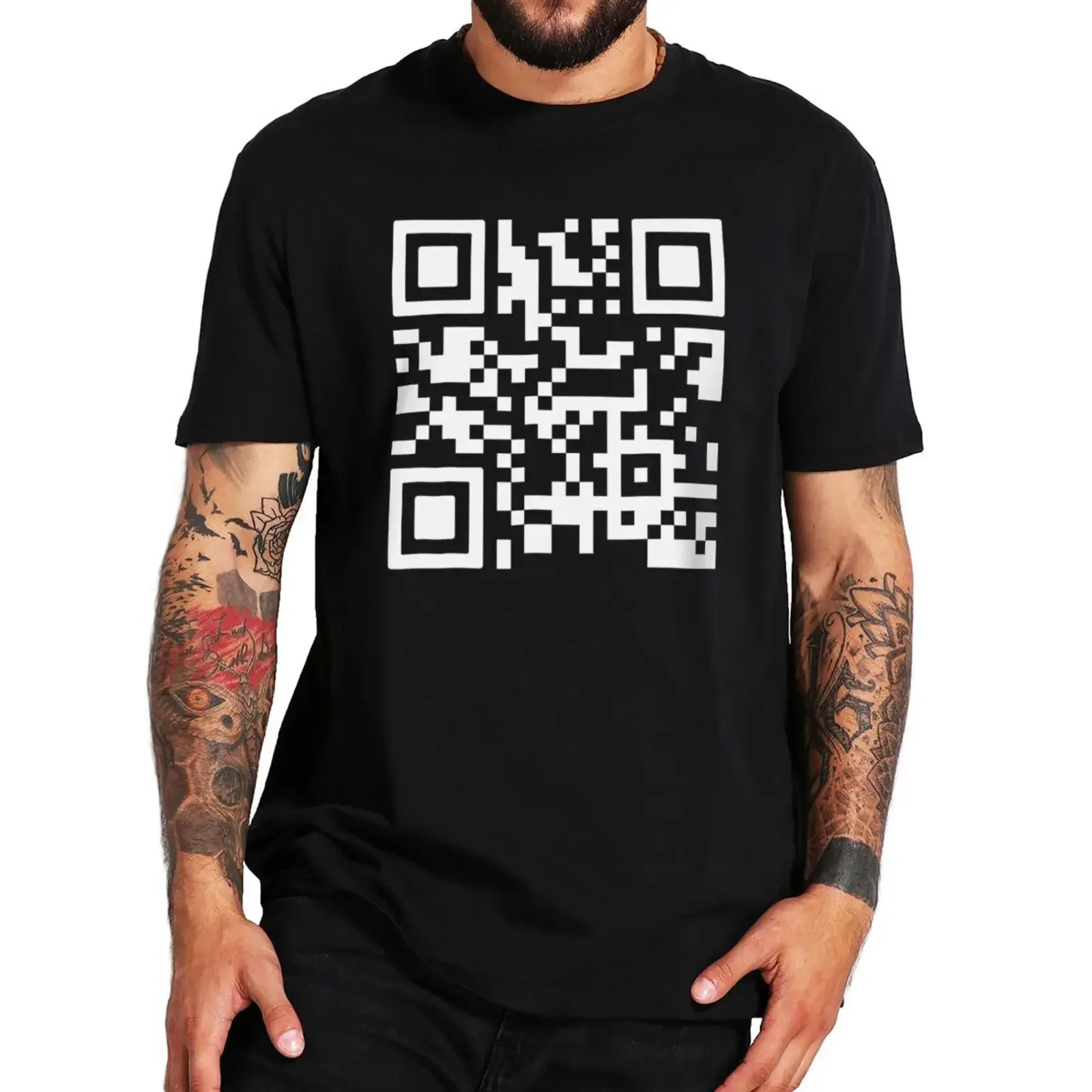 

F you QR funny adult humor jokes strange gift Harajuku casual summer men women universal crew-neck short-sleeved T-shirt