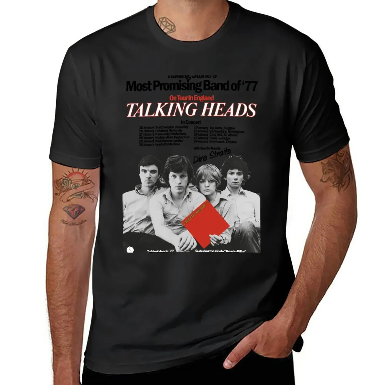 

TALKING HEADS UK TOUR POSTER (1977) T-Shirt plus sizes summer tops funnys summer clothes mens graphic t-shirts pack