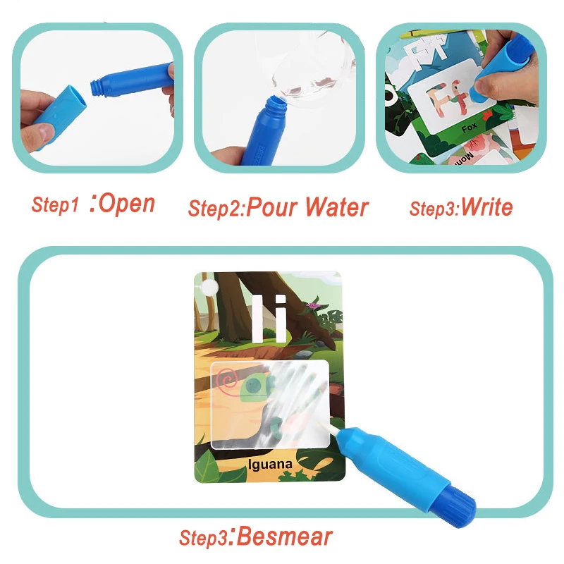 Magic Reusable Water Coloring Flash Cards With Pen