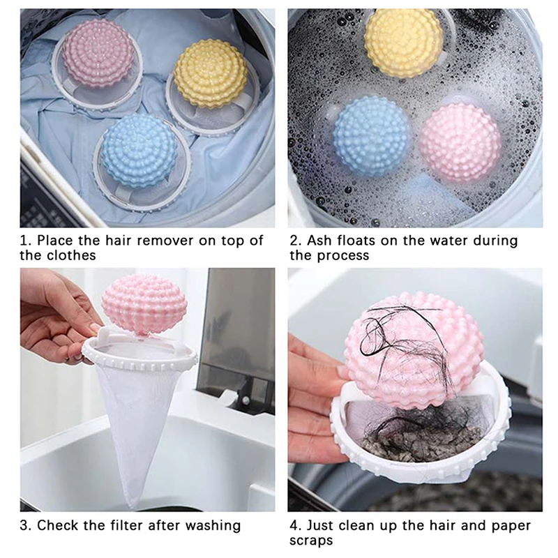 3pcs Pet Hair Remover Reusable Ball Wool Collector Cat Hair Remover Pet Fur Catcher Cleaning Tools Laundry Washing Machine Filte 5