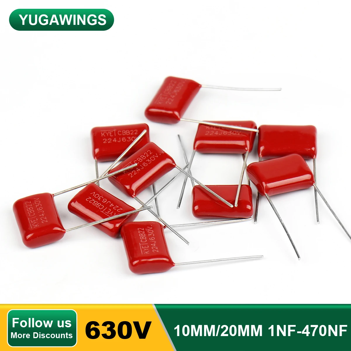 10Pcs CBB Capacitor 630V CBB22 Polypropylene Film Capacitor 8/10/15/20/25MM 101 103 104 105 125J 221 222 223 Variable Capacitor 10pcs 250v 400v 450v 630v 1600v 2000v cbb polypropylene film capacitor 101 103 104 105 125j 221 222 223 224 225 332 333 334 new