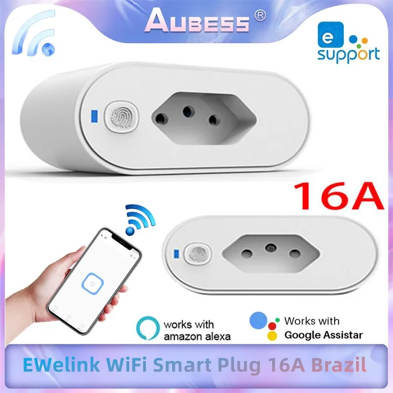 

EWelink WiFi Smart Plug 16A Brazil Power Socket Outlet Smart Life With Power Monitor Timing Works With Alexa Google Home Alice