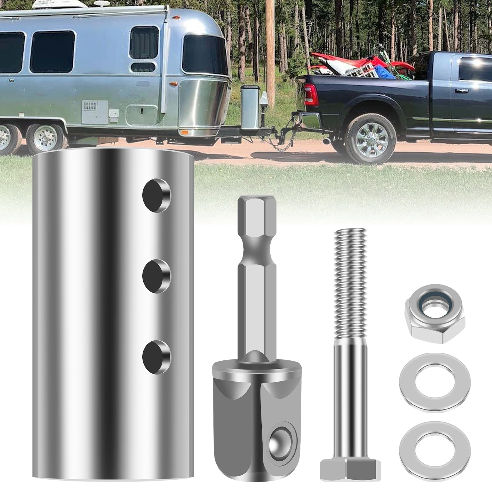 Trailer Jack Drill Adapter Trailer Jack Crank Handle Cordless Drill Adapter Convenient Fast Suitable for 1 inch Drive Axle