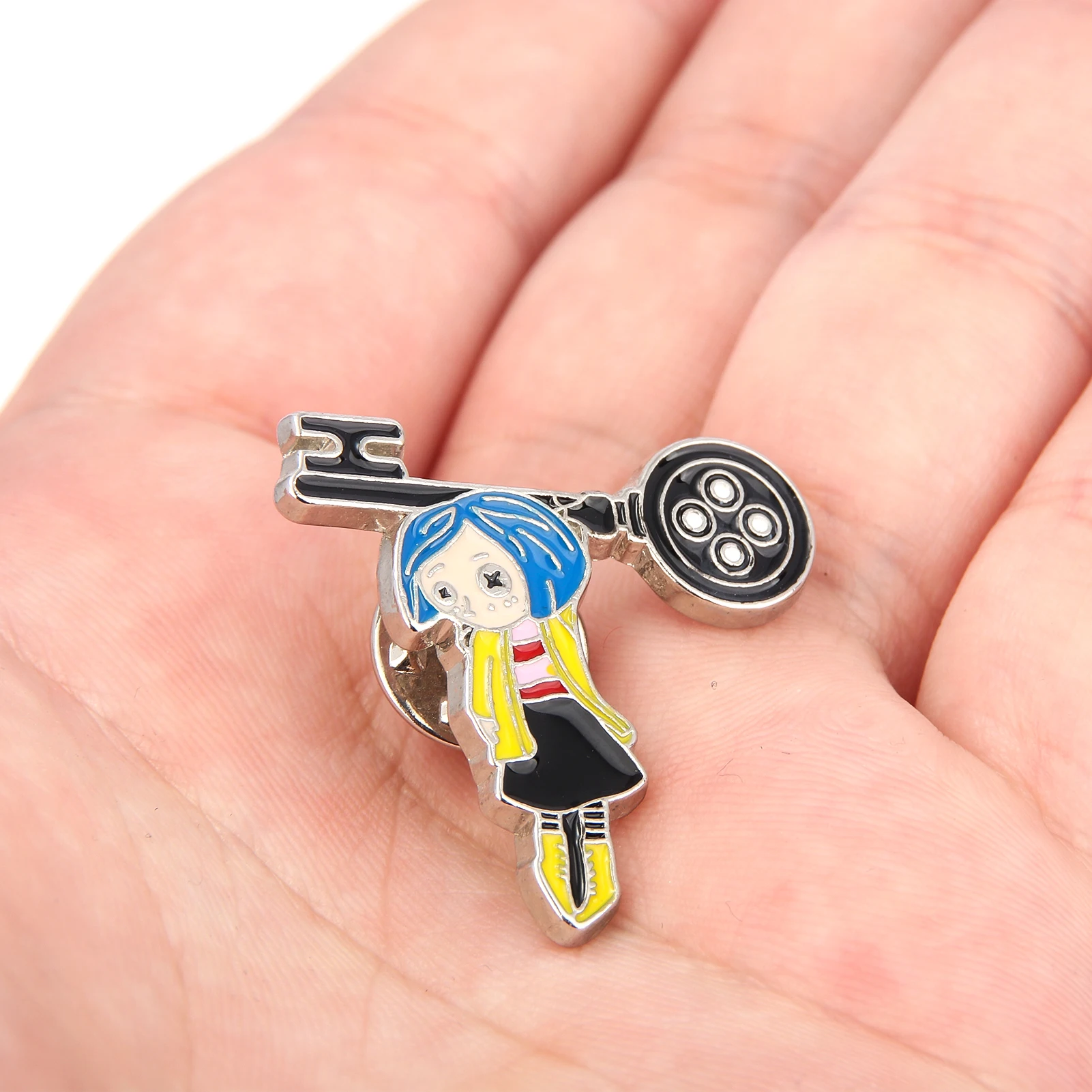 Enamel Pins Movies Horror Animated Films Coraline Doll Enamel Pins Punk Character Cosplay Brooch Backpack Badge Halloween Accessory Gifts