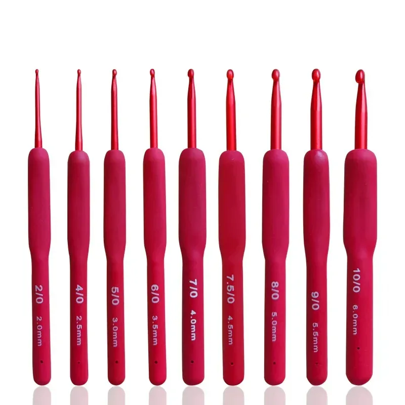 Crochet Hook Single-head TPR Silicone Handmade Single Crochet Red Handle Clothing Knit Work DIY