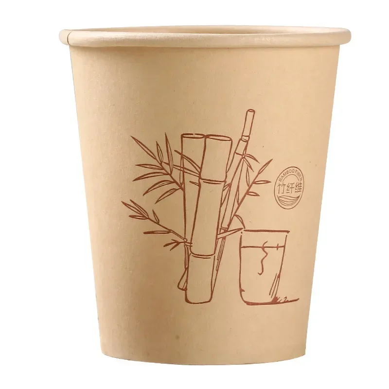 50 Pcs for Office Food Grade Water Cup,Thickened Paper Fiber Paper Cups, Disposable Paper Cups, Natural Bamboo Fiber Cups Hot