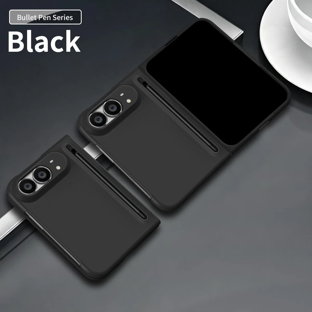 Deluxe Stylus-Compatible Duo with Built-In Pen Slot and Full Protection - Elegant Solid Color Finish