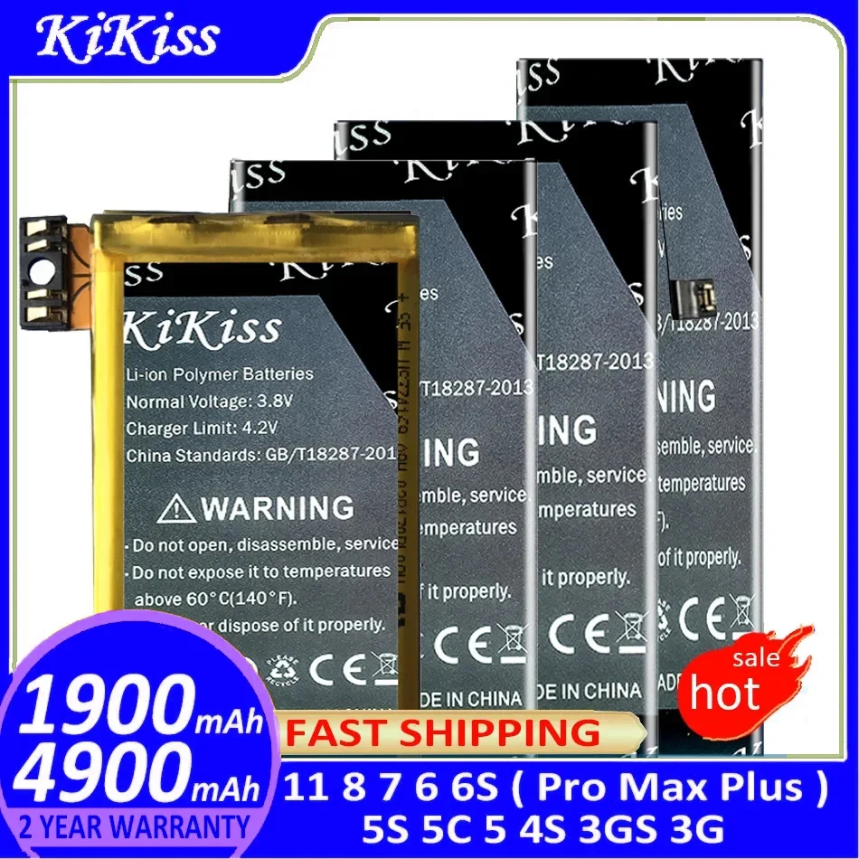 

KiKiss Battery For iPhone 11 8 7 6 6S ( Pro Max Plus ) 5S 5C 5 4S 3GS 3G 11Pro 8Plus 7Plus 6Plus 6SPlus batteries