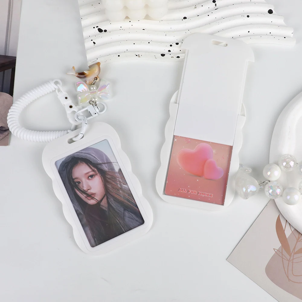 Creative Design Cloud Photocard Holder Transparent Card Holder Keychain Photo Sleeves Bus Card Student Case Photo Protector