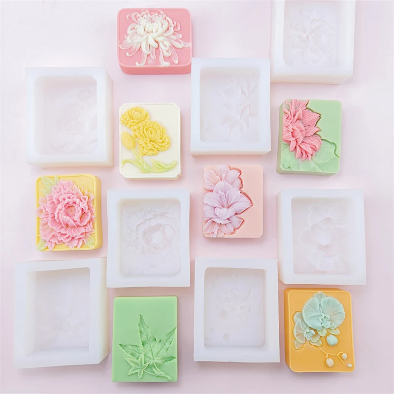 백합 국화 연꽃 모란 나비 난초 단풍잎 꽃 실리콘 비누 몰드 DIY 수제 양초 비누 만들기 틀