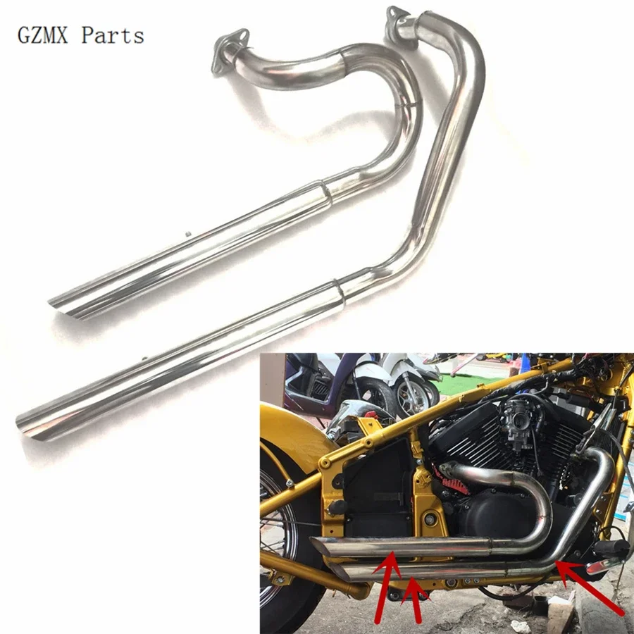 Tuyaux D'échappement Shortshots Pour Kawasaki Vulcan VN400 VN800 EN400 EN800 - Argenté