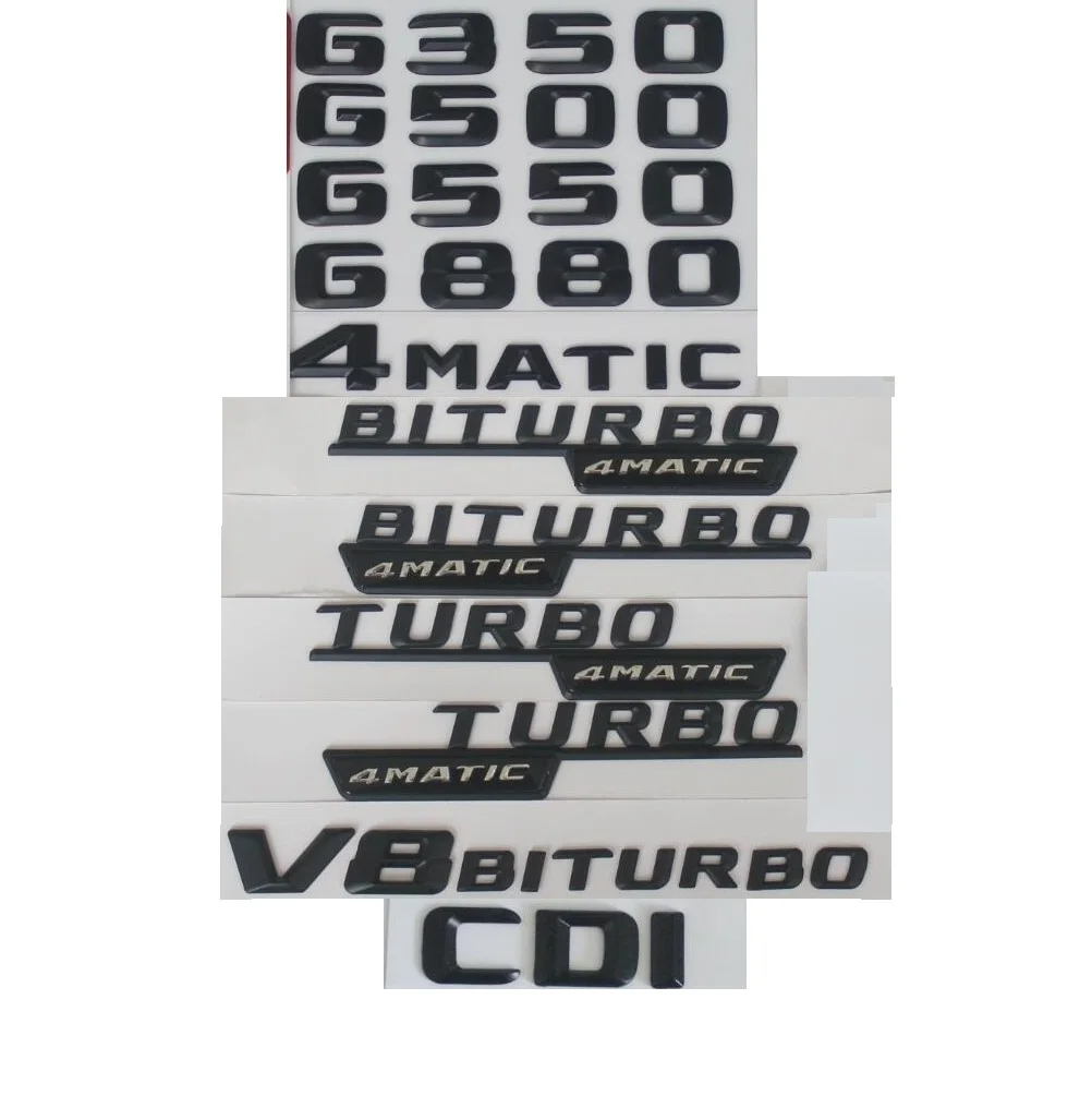 3D Nero Opaco Tronco Lettere Emblemi Distintivi Per Mercedes Benz G350 G300 G400 G500 G550 G600 V8 Biturbo Amg 4Matic