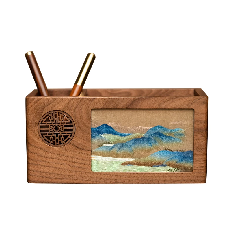 embroidery pen holder, embroidery ornament, new Chinese-style study pen storage box, Chinese-style characteristic souvenir