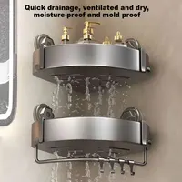 Suction Cup Shelf For Bathroom Aluminum Shower Organizer Wall Corner Shelf Without Drilling Bathroom Accessories 5