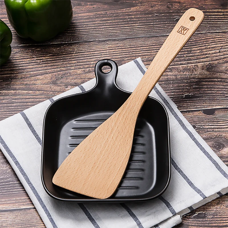 1PC/1 set Stir-frying Wood Spatula Pure Natural Log Soup Spoon Non-stick Special Wooden Spatula
