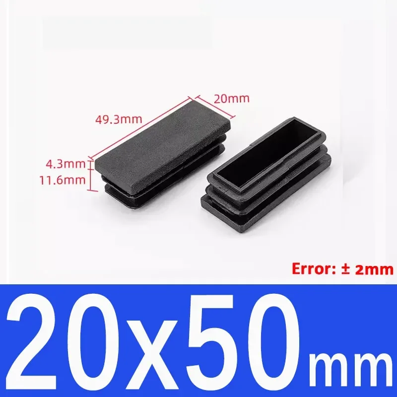 Black Square Plastic End Caps for Table or Chair Feet Protection