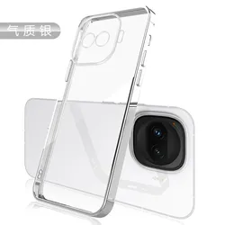 Soft Case with Plating Frame - Shockproof Electroplated Silicone TPU Bumper Phone Back Cover for iQOO Z11 Turbo (Silver)