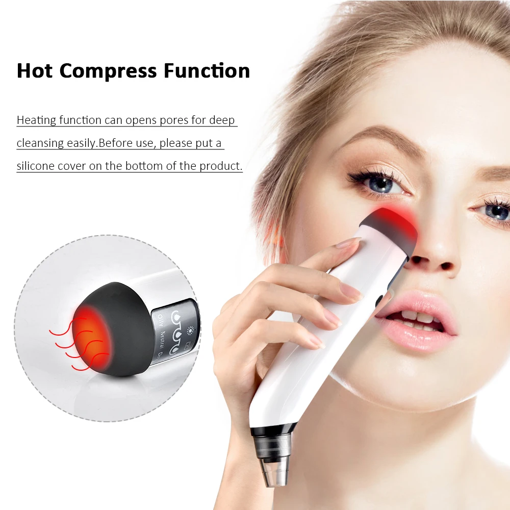 Facial Blackhead Remover Electric Hot Compress Vacuum Pore Cleaner Face Deep Nose Cleaner T Zone Pore Acne Pimple Removal Tool blackhead remover acne remover facial pore cleanser