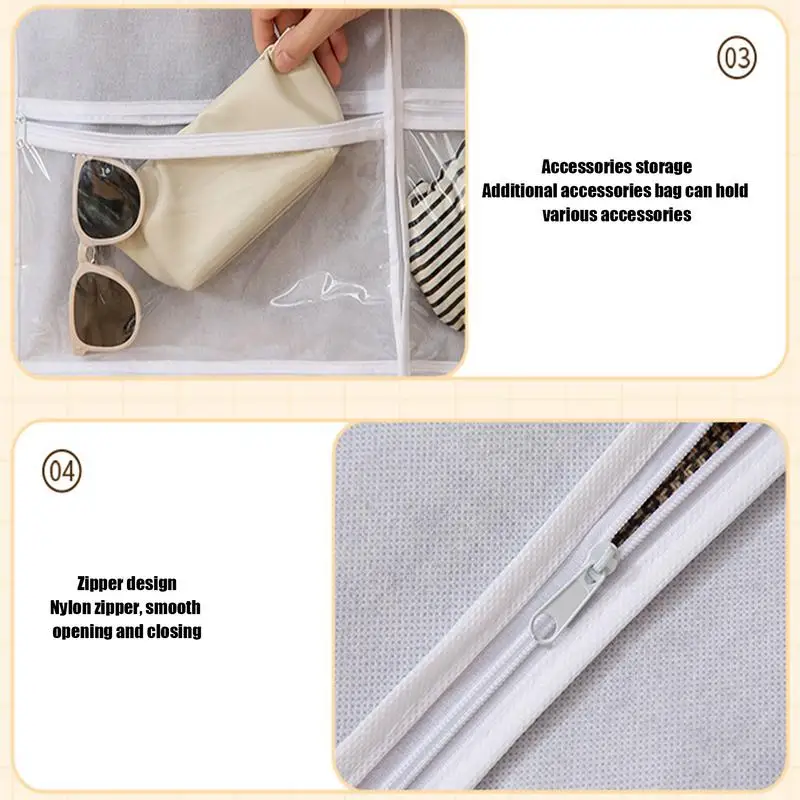 Dangling Coat Covers Large Capacity Dress Bag Covers With Clear Window Reusable Household Organizing Supplies Wardrobe Organizer 5