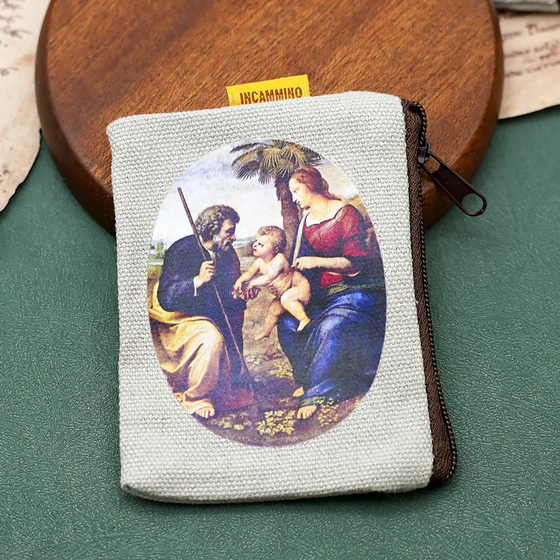 9x7cm Virgin Mary Jesus Prayer Rosary Bag Coin Purse Religious Jewelry Storage Box Prayer Beads Rosary Box Christian Gifts