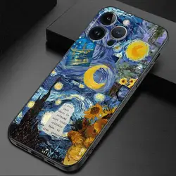 Van Gogh Starry Sunflowers Silicone Phone Case - Artistic Soft Protective Cover - iPhone 12 Mini (VVAZA04)
