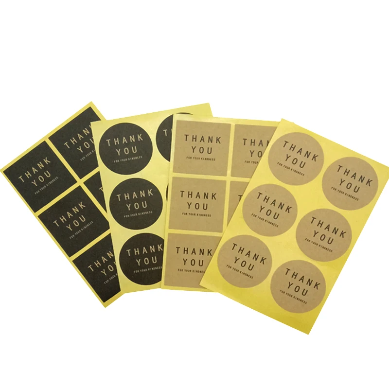 120pcs/lot Square Circle Shape Thank you Handmade Adhesive Packaging Sealing Label Sticker DIY christmas Gift Stickers