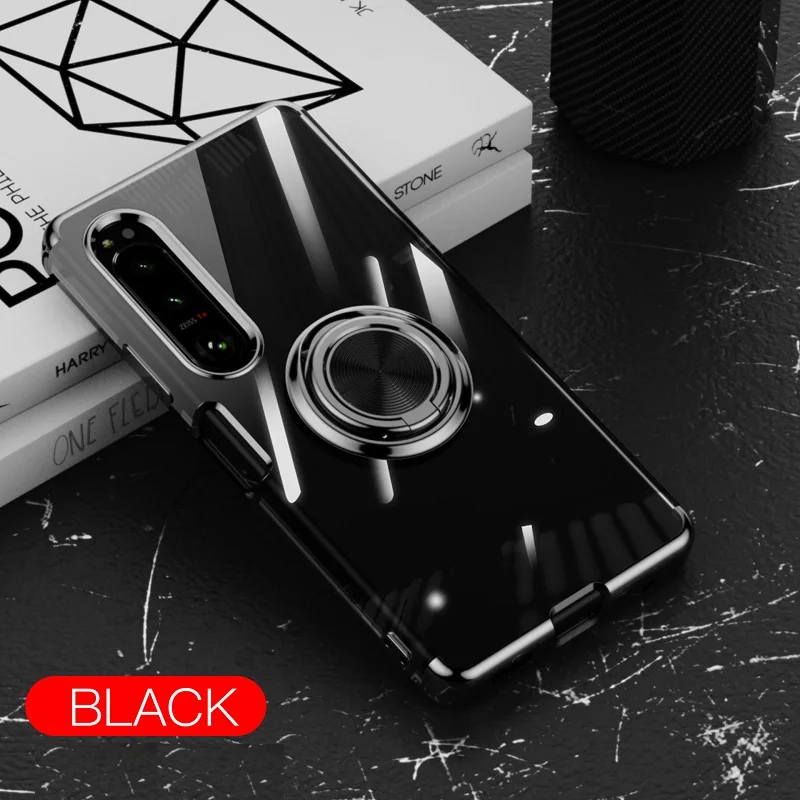 Transparent Soft Back Case with Ring Stand and Clear Cover Protection
