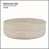Round Coffee Table,Marble Grain Drum Coffee Table Fiberglass Circle Tea Table Accent Central Table for Living Room 2