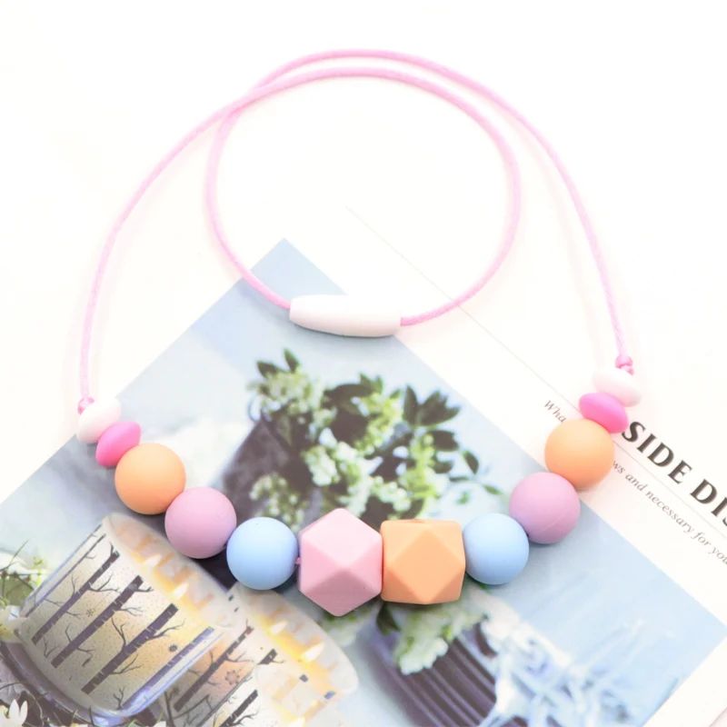 Infant Baby/Breastfeeding Women Teething Necklace Real Food Grade Silicone Beads Necklace For Chewable Nursing Baby Mordedor let s make 5pcs 20 28mm silicone teething beads baby food grade nursing jewelry diy parts for necklace bpa free baby teethers