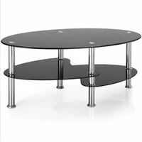 Table basse en verre avec rangement - transparent blanc / noir / transparent noir 2