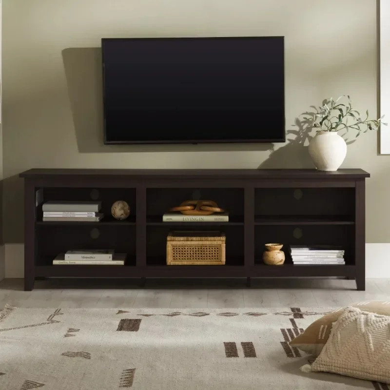 

Woven Paths Open Storage TV Stand for TVs Up To 80", Espresso Tv Stand Living Room Furniture Modern Tv Stand Table Tv