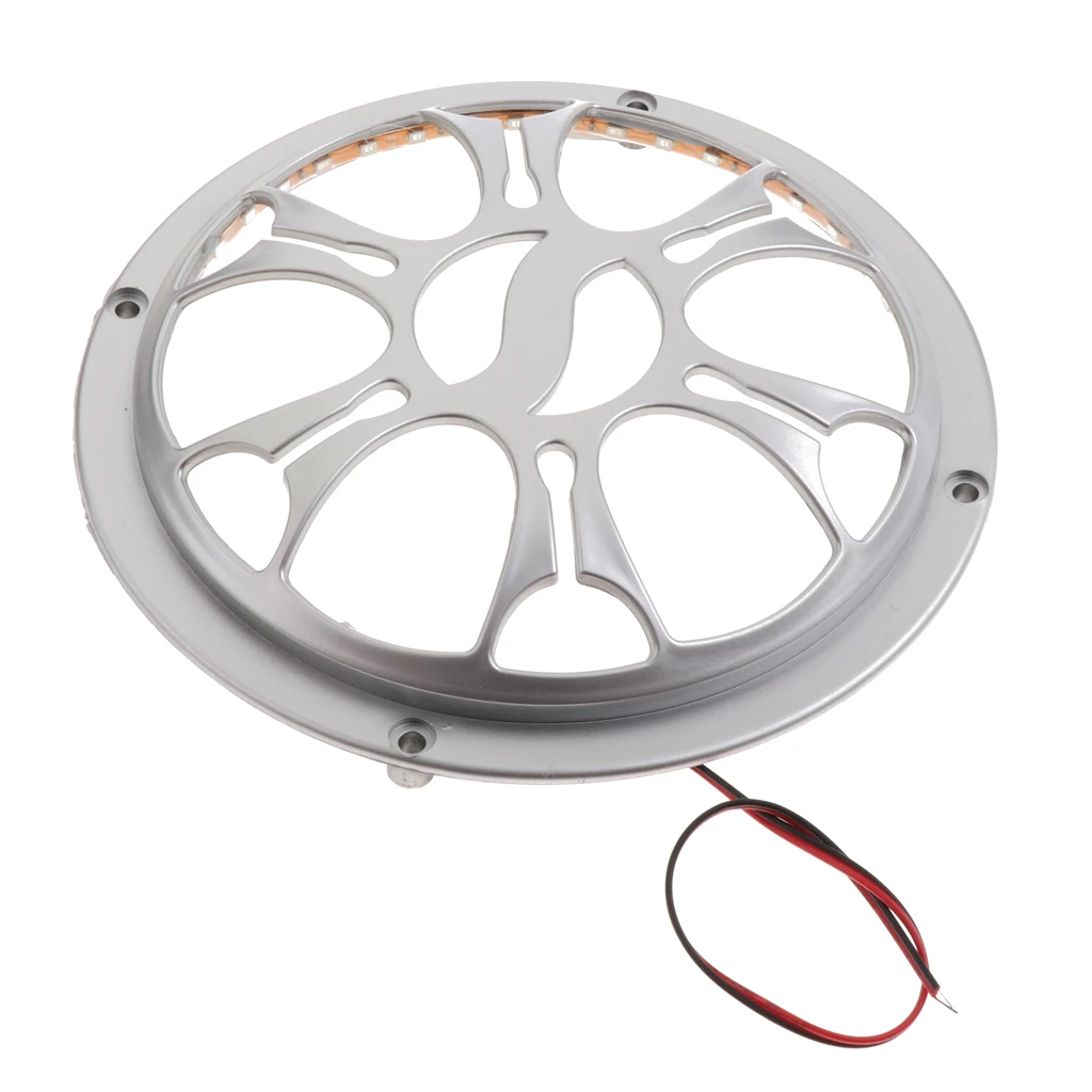 

Vehicles Speaker Subwoofer Net Grill Decorative Cover Waterproof Sliver with Flashing Light Bar