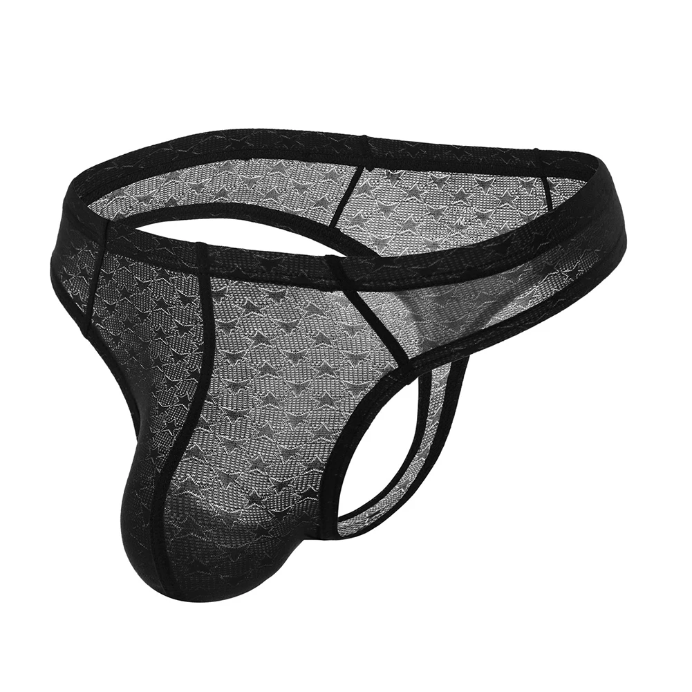 Ultra-thin Men Transparent Panties Thong String Pouch Soft Male Mesh Lace Brief Sexy BBikini Hombre Lingerie T Back Underwear