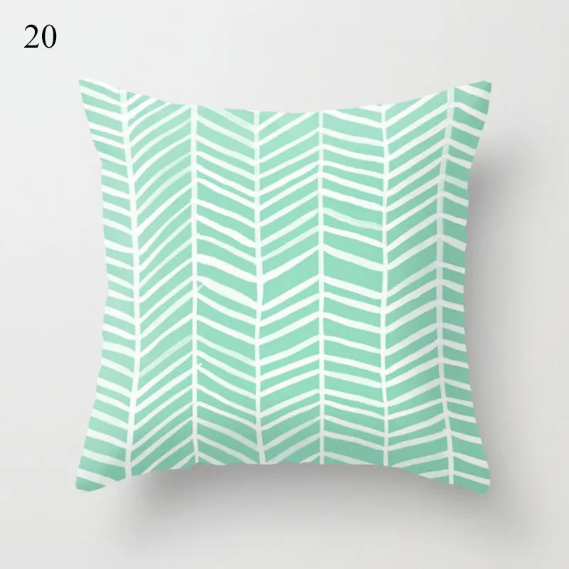 Simple Mint Green Pillow Cover Geometric Print Cushion Covers Sofa Car Cushion Cover 45x45cm Decorative Throw Pillowscase