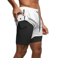 Men's Gym 2 in 1 Quick Dry Shorts Running Jogging Fitness Training Sweat Short Pants Bodybuilding Male Sports Workout Sweatpants 1